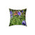 Peaceful woodland butterfly pillow featuring a peacock butterfly and bluebells