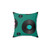 Retro vinyl record pattern pillow with pink, teal and purple colors