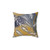 Abstract Floral Throw Pillow with Blue, Grey and Mustard Yellow Accents