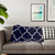 Navy blue quatrefoil pattern Sherpa blanket
