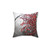 Red, Black and Silver Cherry Blossom Tree Art Pillow