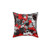 Red and Grey Paint Splatter Decorative Pillow
