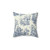 Powder Blue French Toile Pillow with Floral and Bonsai Tree Designs