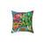 Colorful birds and buttons decorative throw pillow