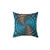 Teal Fractal Circles Decorative Pillow