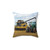Modern Harvest Throw Pillow featuring combine harvester imagery