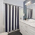 Modern navy blue and white striped shower curtains