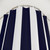 Modern navy blue and white striped shower curtains