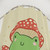 Cottagecore frog shower curtain with mushroom hat