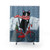 Tuxedo Cat Riding a Bicycle in the Winter Shower Curtain