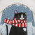 Tuxedo Cat Riding a Bicycle in the Winter Shower Curtain
