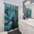 Teal and Gold Marble Landscape Waves Shower Curtains