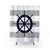 Nautical Navy Blue Shower Curtain with Ship's Steering Wheel
