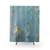 Marble Design Shower Curtains in Turquoise Blue and Gold Effect