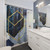 Navy and Gold Geometric Shower Curtain