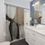 Abstract neutral-toned shower curtain