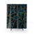 Deep Teal Stone Shower Curtains with Abstract Geometric Design