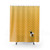 Bee-themed shower curtain with cartoon bees and honeycombs