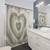 Sage green heart shower curtain with vintage, Y2K aesthetic