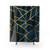 Midnight Green Gold Stone Geometric Shower Curtain