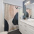 Navy Blue and Pink Abstract Shower Curtains