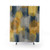 Abstract Painted Shower Curtains in Mustard Yellow, Grey, and Navy Blue