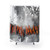 Abstract Orange and Gray Shower Curtains