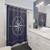Navy blue and white nautical shower curtains with compass rose design