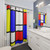 Mondrian-inspired shower curtain with geometric color block design