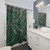 Elegant dark emerald green and silver marble shower curtain