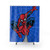 Spider-Themed Superhero Shower Curtain with Red and Blue Design