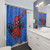 Spider-Themed Superhero Shower Curtain with Red and Blue Design