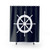 Navy Blue Nautical Shower Curtains with Ship Wheel