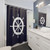 Navy Blue Nautical Shower Curtains with Ship Wheel