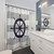 Nautical Navy Blue Shower Curtain with Ship's Wheel Design