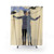 Vintage skiing couple illustration shower curtain