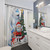 Festive Christmas-themed shower curtains with Bumble, Rudolph, and Santa Claus designs