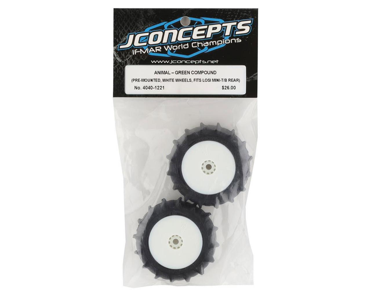 JConcepts Mini-T 2.0 Animal Pre-Mounted Rear Tires (White) (2)