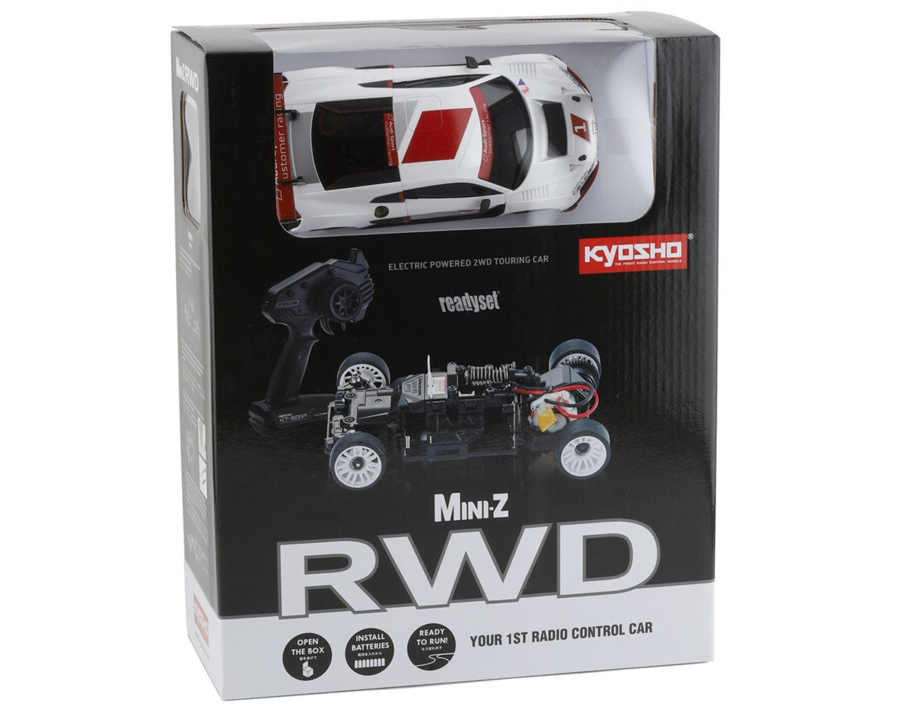 Kyosho MR-03 RWD Mini-Z ReadySet w/Audi R8 2015 LMS Body & KT-531P 2.4GHz Radio (White)