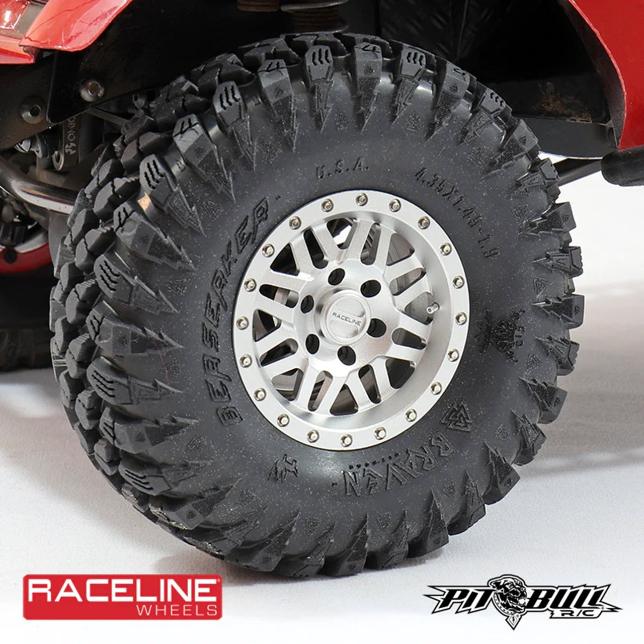 Pit Bull Tires Raceline Ryno 1.55 Aluminum Beadlock Crawler Wheels (Silver) (4) w/12mm Hex