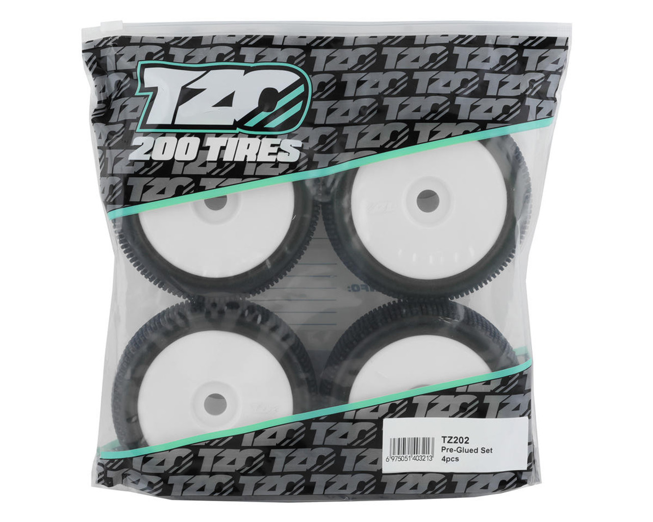 TZO Tires 202 1/8 Buggy Pre-Glued Tire Set (White) (4) (Super Soft)