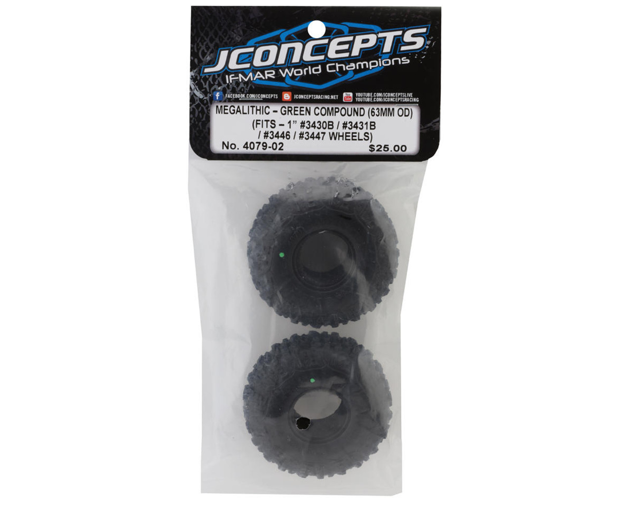 JConcepts Megalithic 1.0" Micro Crawler Tires (2) (57mm OD) (Green)