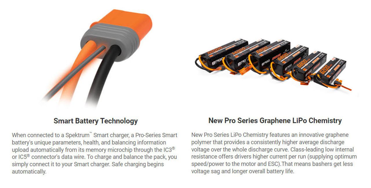 Spektrum RC 14.8V 6800mAh 4S 120C Smart G2 Pro Basher LiPo: IC5