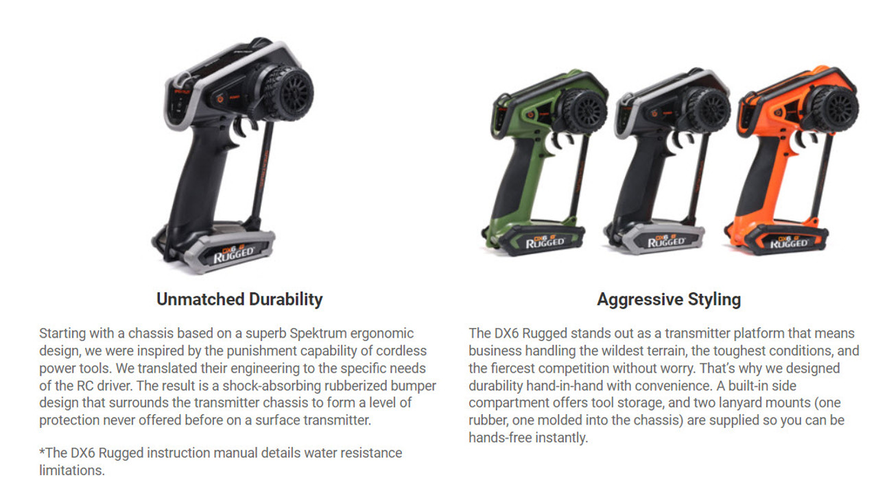 Spektrum RC DX6 Rugged 6 Channel DSMR Transmitter with SR515