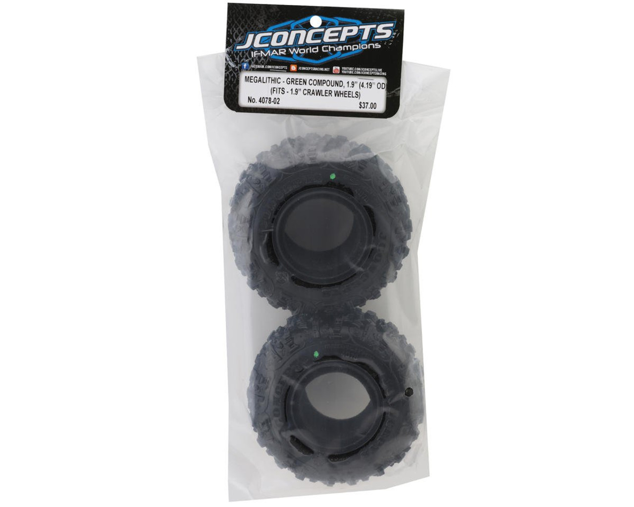 JConcepts Megalithic 1.9" Rock Crawler Tires (2) (4.19” - Class 1) (Green)