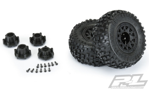 Pro-Line Badlands MX28 Belted 2.8" Pre-Mounted Truck Tires (Black) (M2) w/Raid 6x30 Removable Hex Wheels (2)