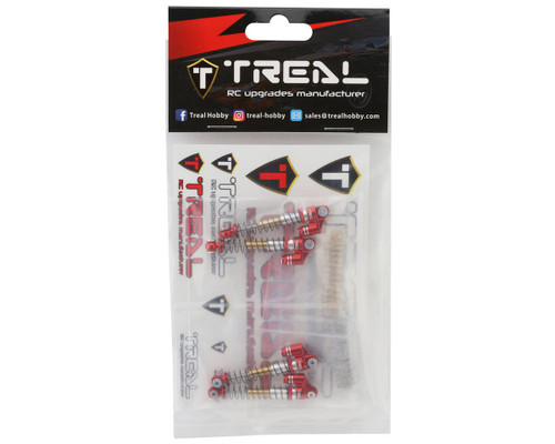 Treal Hobby Axial SCX24 Aluminum Long Travel Threaded Shocks (Red) (4) (43mm)