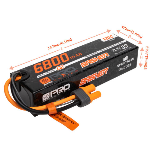 Spektrum RC 11.1V 6800mAh 3S 120C Smart G2 Pro Basher LiPo: IC5