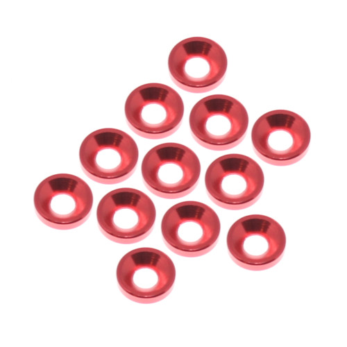 Redcat 3mm Countersunk Washer (Aluminum)(Red)