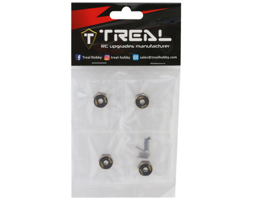 Treal Hobby Element RC Enduro Brass Hex Adapter Wheel Hubs (Black) (4) (8mm)